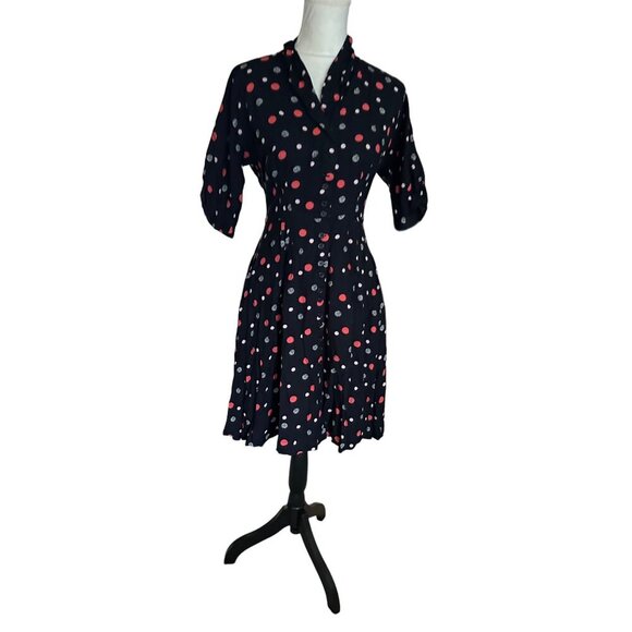 Emily & Fin Pinup Polka Dot Button-Up Dress Grunge Cowboy Button Up Colorful S - Picture 1 of 14
